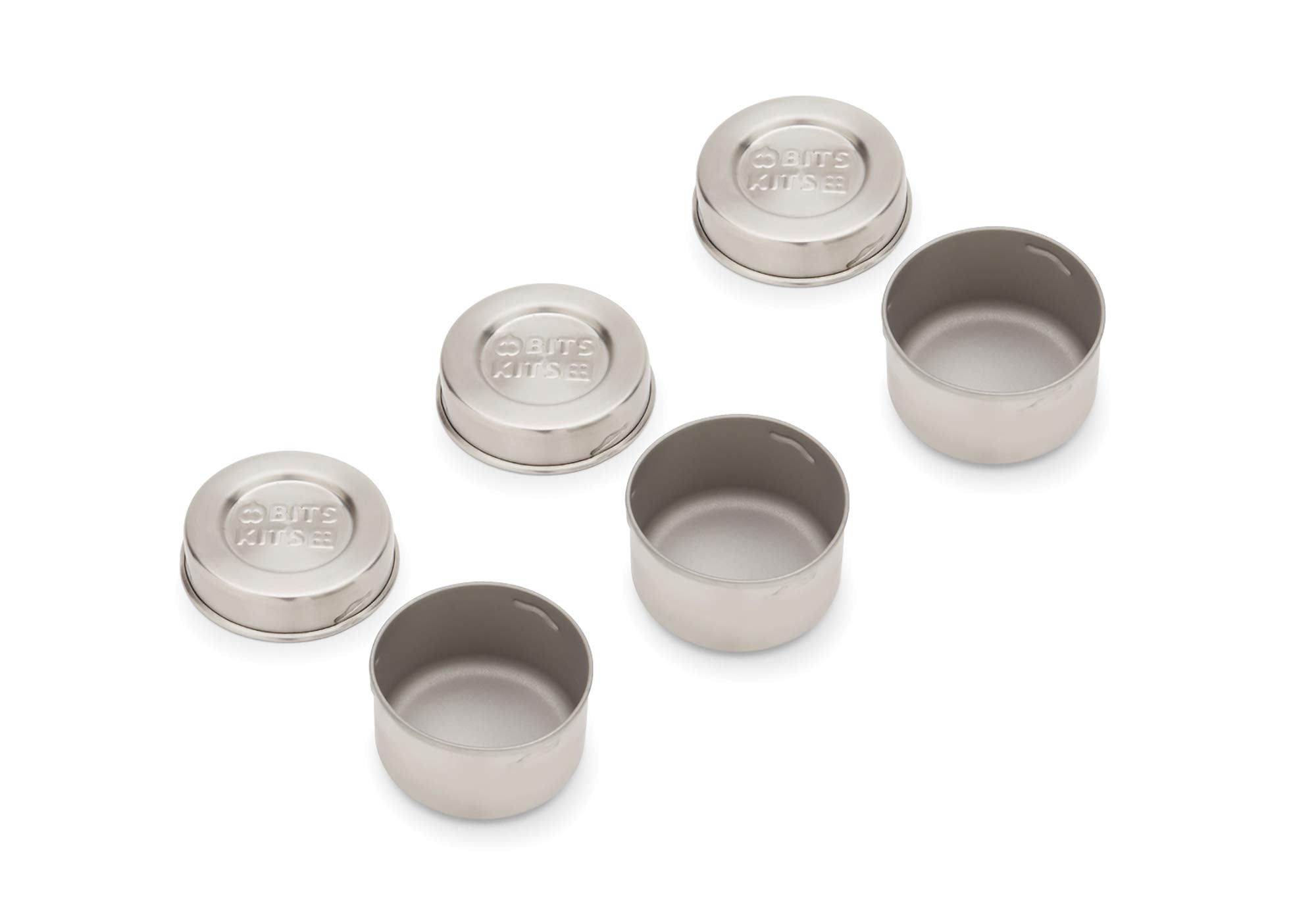 Bits Kits Stainless Steel Reusable Condiment And Snack Containers, Set Of 3