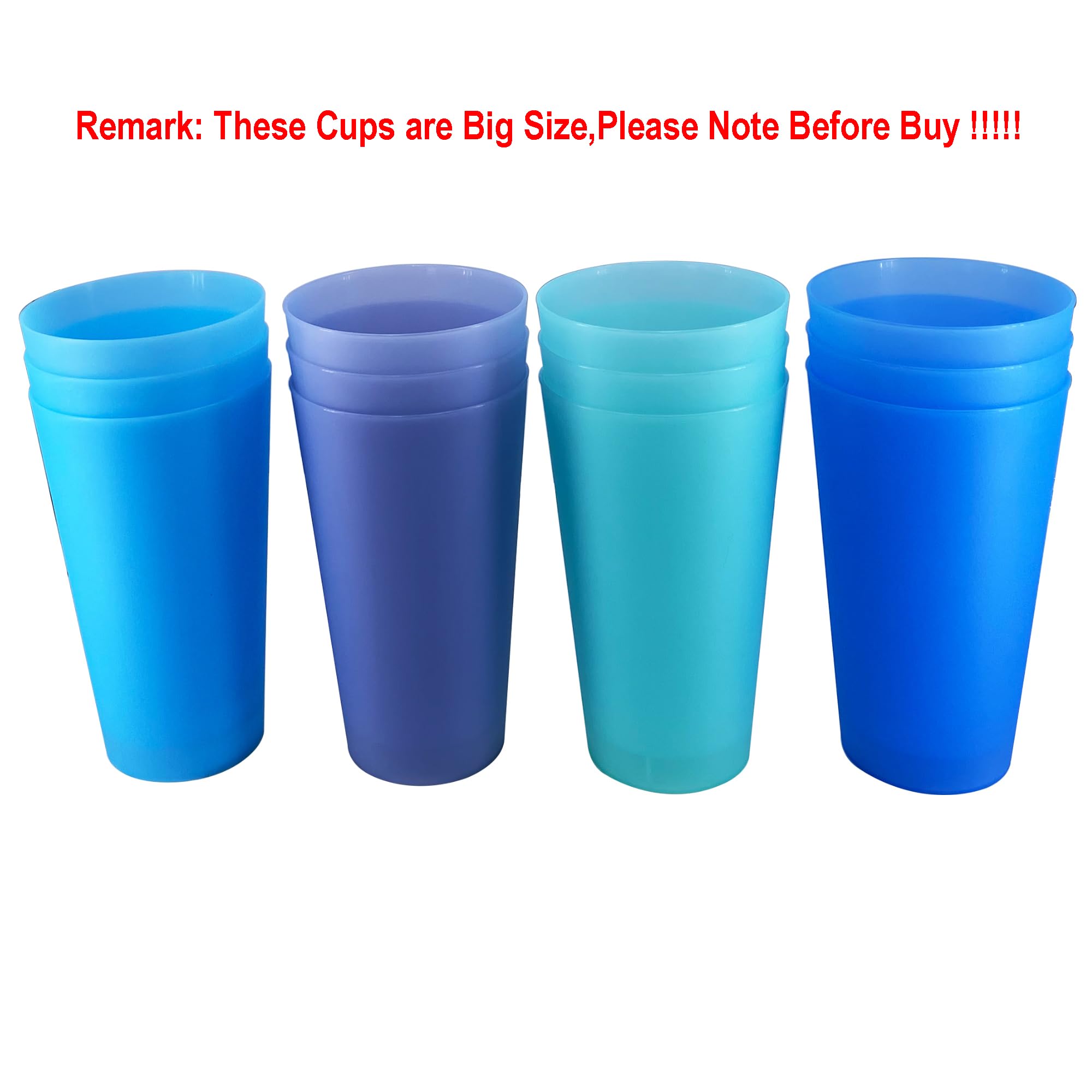 Yuyuhua 32-Ounce Cups, Bpa-Free Plastic Tumblers Reusable Dishwasher Safe Set Of 12 In 4 Assorted Colors Large Drinking Glasses