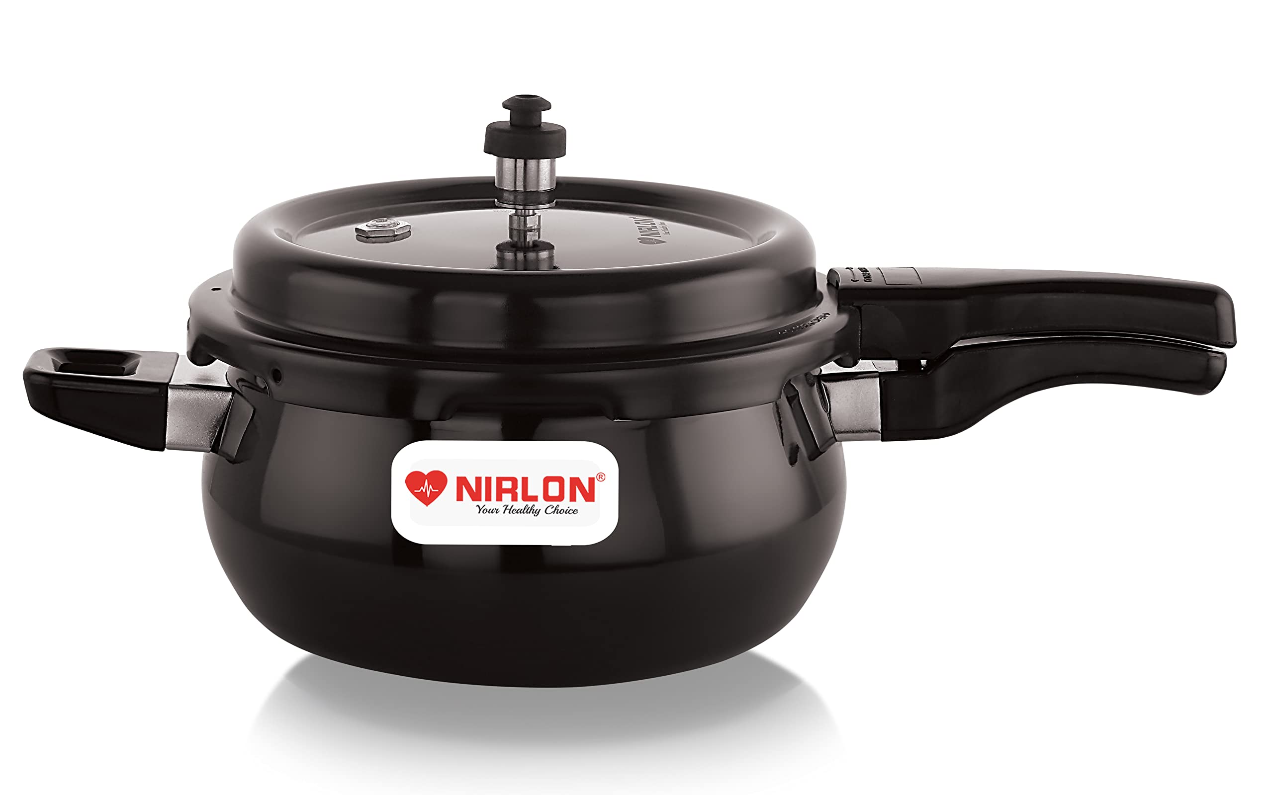 Nirlon Induction Base Hard Anodized Aluminium Outer Lid Handi Pressure Cooker, Black, 5 Litres