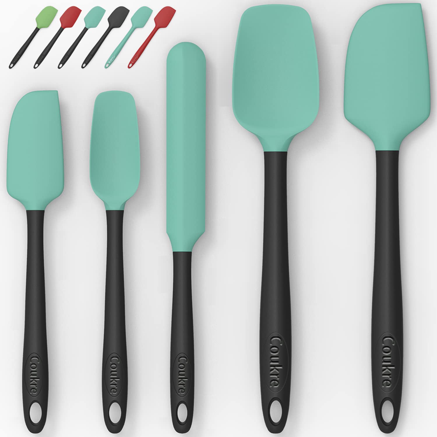 Silicone Spatula Set Of 5,High Temperature Resistant, Food Grade Silicone, Dishwasher Safe, For Baking, Cooking (Aqua Green)