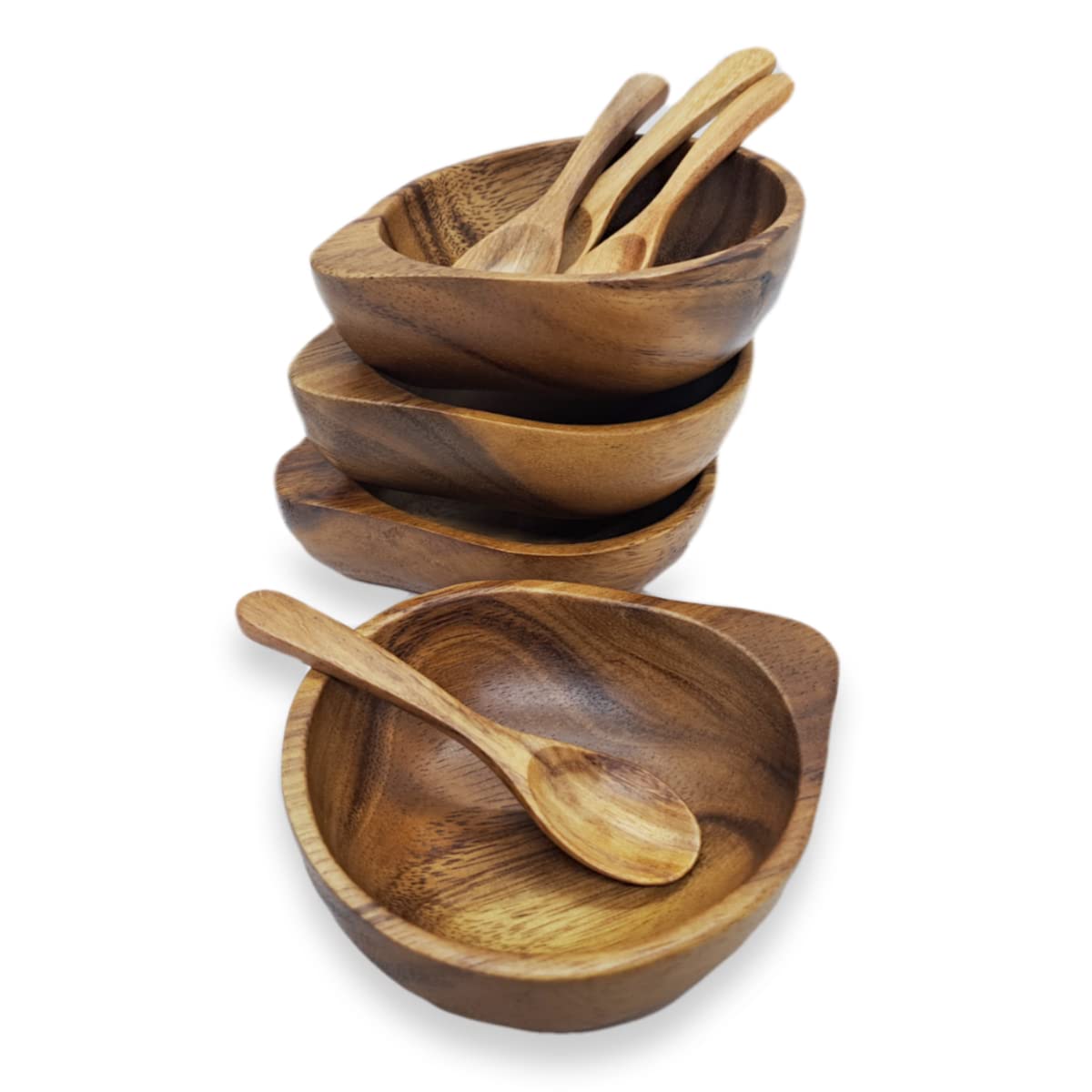 Bestysuperstore 3 '' Mini Acacia Wood Bowl With Tip-Supported Holding In Small Size For Condiments, Dip Sauce, Nuts, Candy, Frui