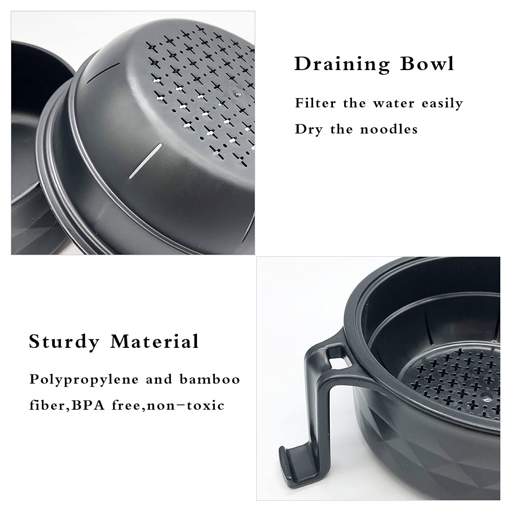 Lshfwn 33Oz Microwave Ramen Cooker,Ramen Bowl Set,Instant Noodles Bowl With Chopsticks,Rapid Ramen Cooker With Handles For Colle