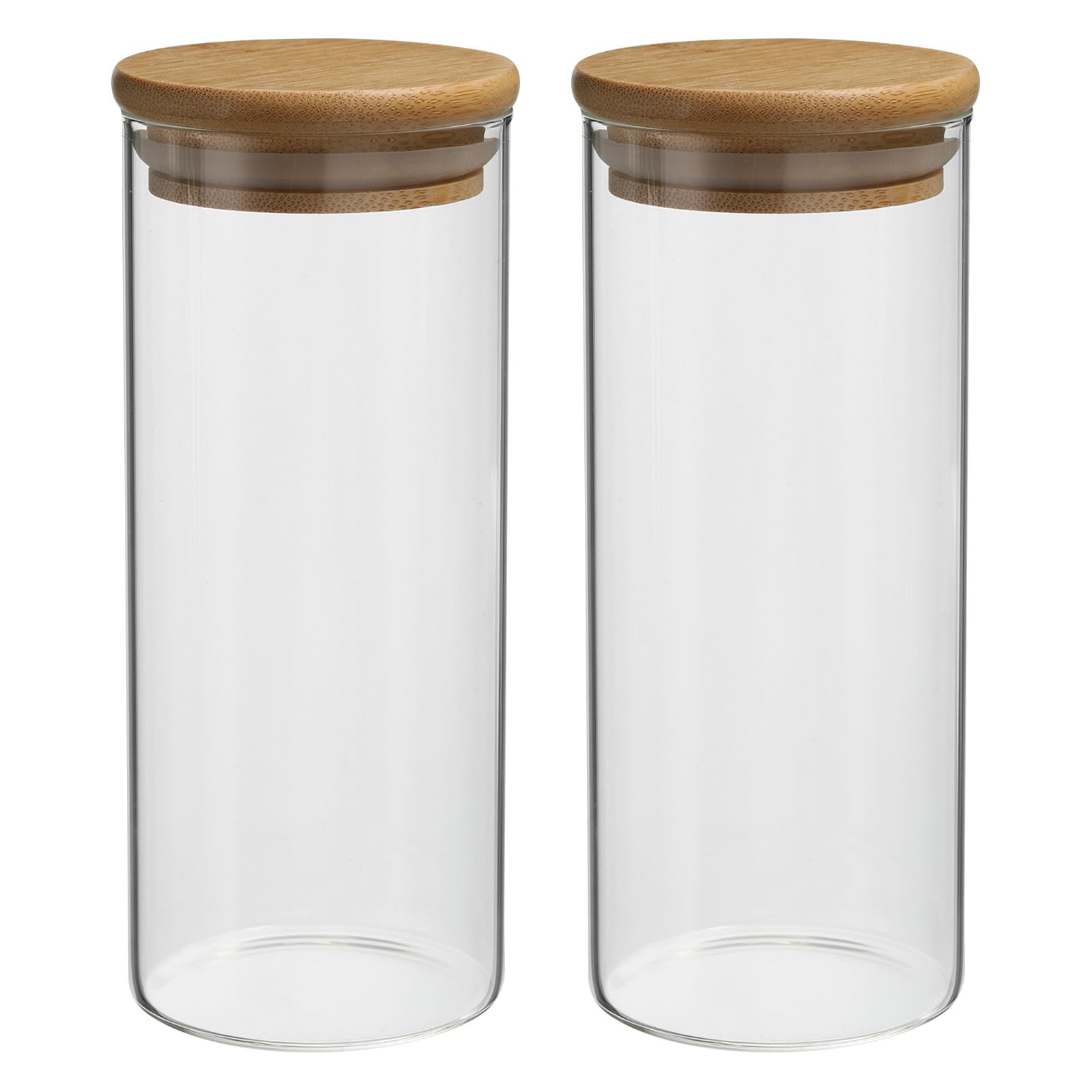 Patikil 19 Oz Glass Jar With Airtight Bamboo Lid, 2 Pack Glass Kitchen Container Clear Food Storage Jar For Nuts Sugar Coffee Be