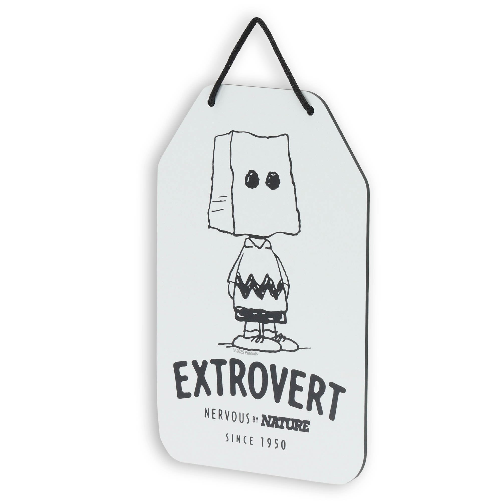 Peanuts Charlie Brown Extrovert Hanging Metal Sign - Funny Charlie Brown Wall Decor for Home - Great Gift Idea