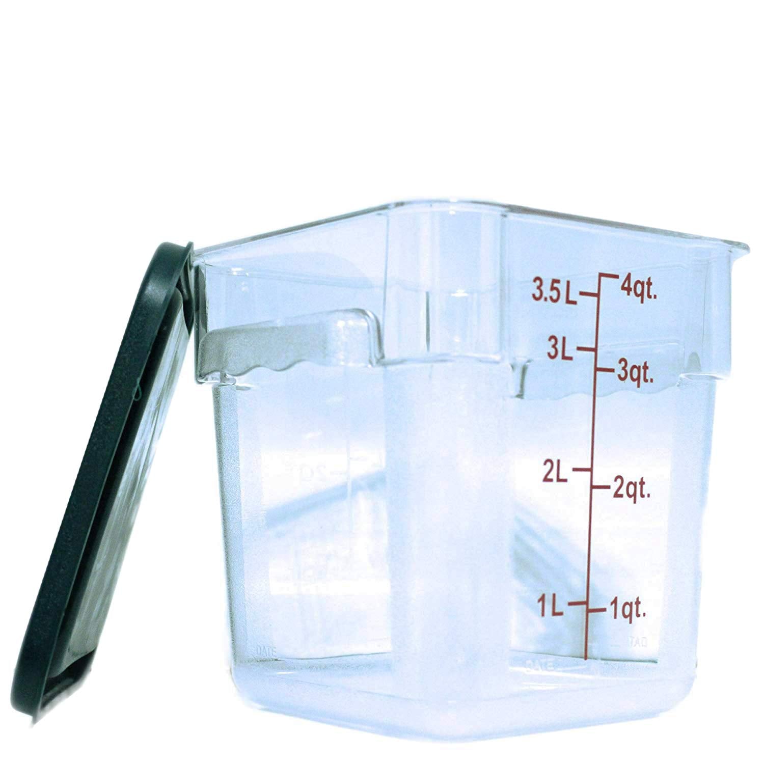 Tiger Chef 4 Quart Commercial Grade Clear Food Storage Square Polycarbonate Containers With Green Lids