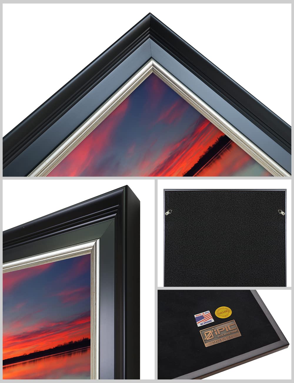 Ipic - Our Own Sunset, Personalized Ideal Gift Custom Framed Wall Art With Names And Date, Giclee Prints With Solid Wood Frame,