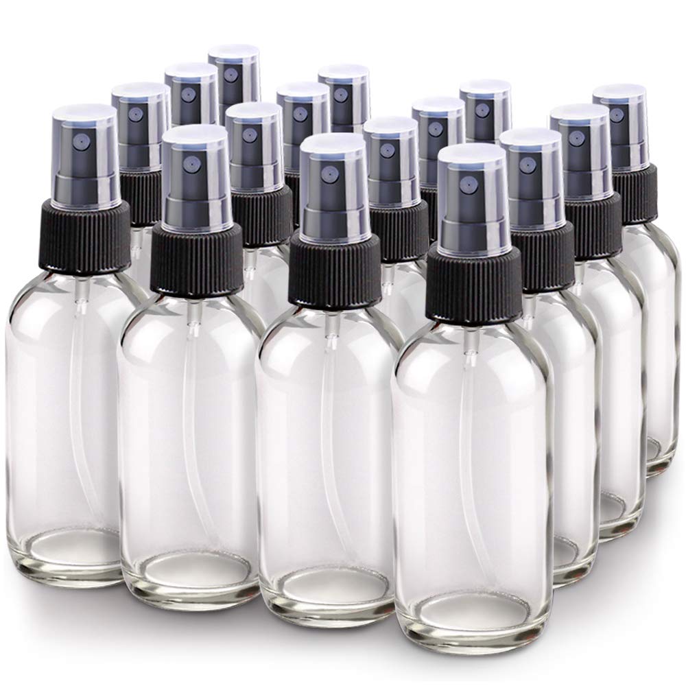 Wedama Spray Bottle, 4 Oz Fine Mist Glass Spray Bottles, Little Refillable Liquid Containers For Watering Flowers Cleaning (16 P