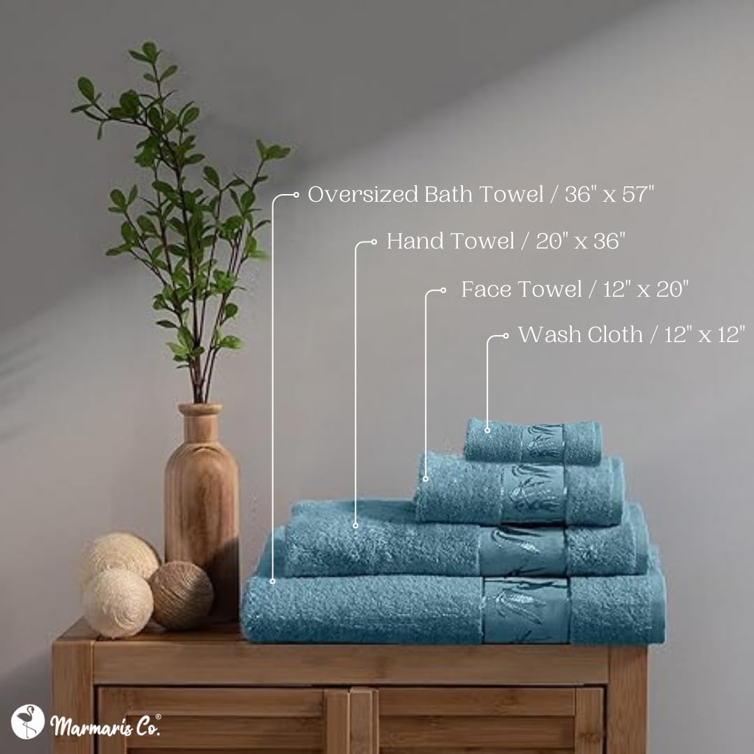 Marmaris Co. Set Of 4 Luxury Super Soft Towels - Premium Viscose Derived From Bamboo & Turkish Cotton For The Ultimate Bath Expe