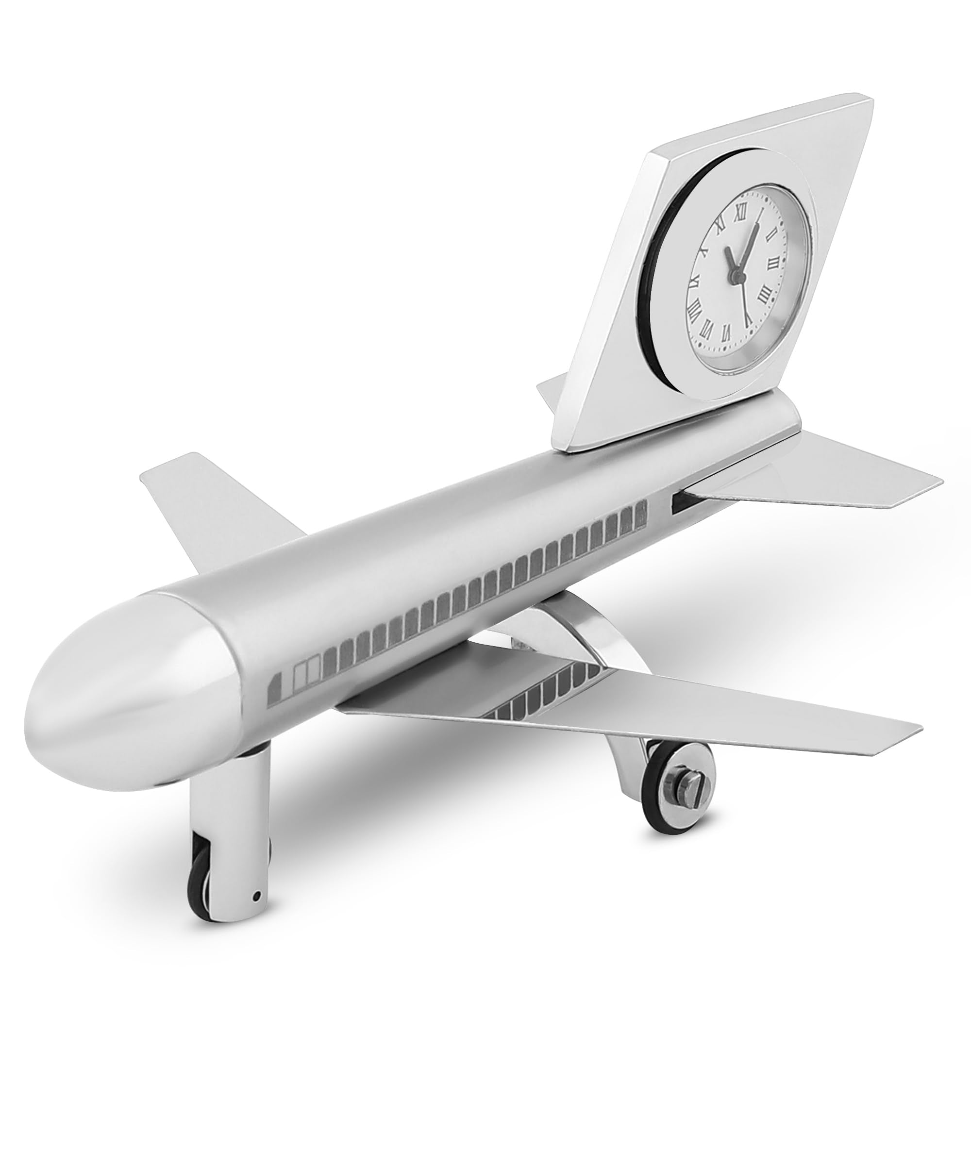 Zahepa Aeroplane Miniature Desk Clock|Stylish And Elegant Timepiece For Office Table Decoration|Metal Paper Weights With Sleek C