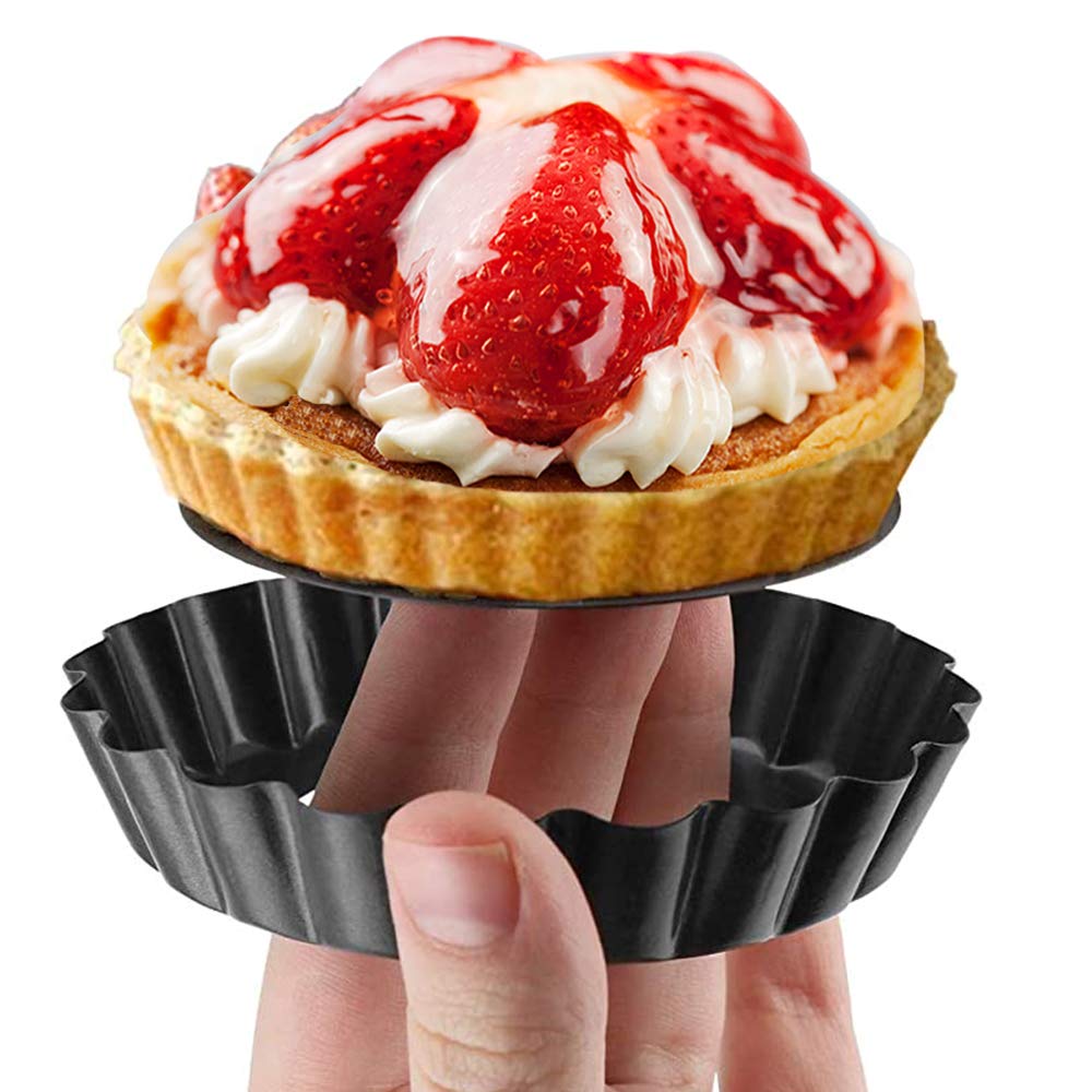 Cyimi Mini Tart Pan Set Of 6, Non-Stick 4 Inch Quiche Pan, Removable Bottom Tart Pan For Pies, Quiche Bakeware, Cheese Cakes, De