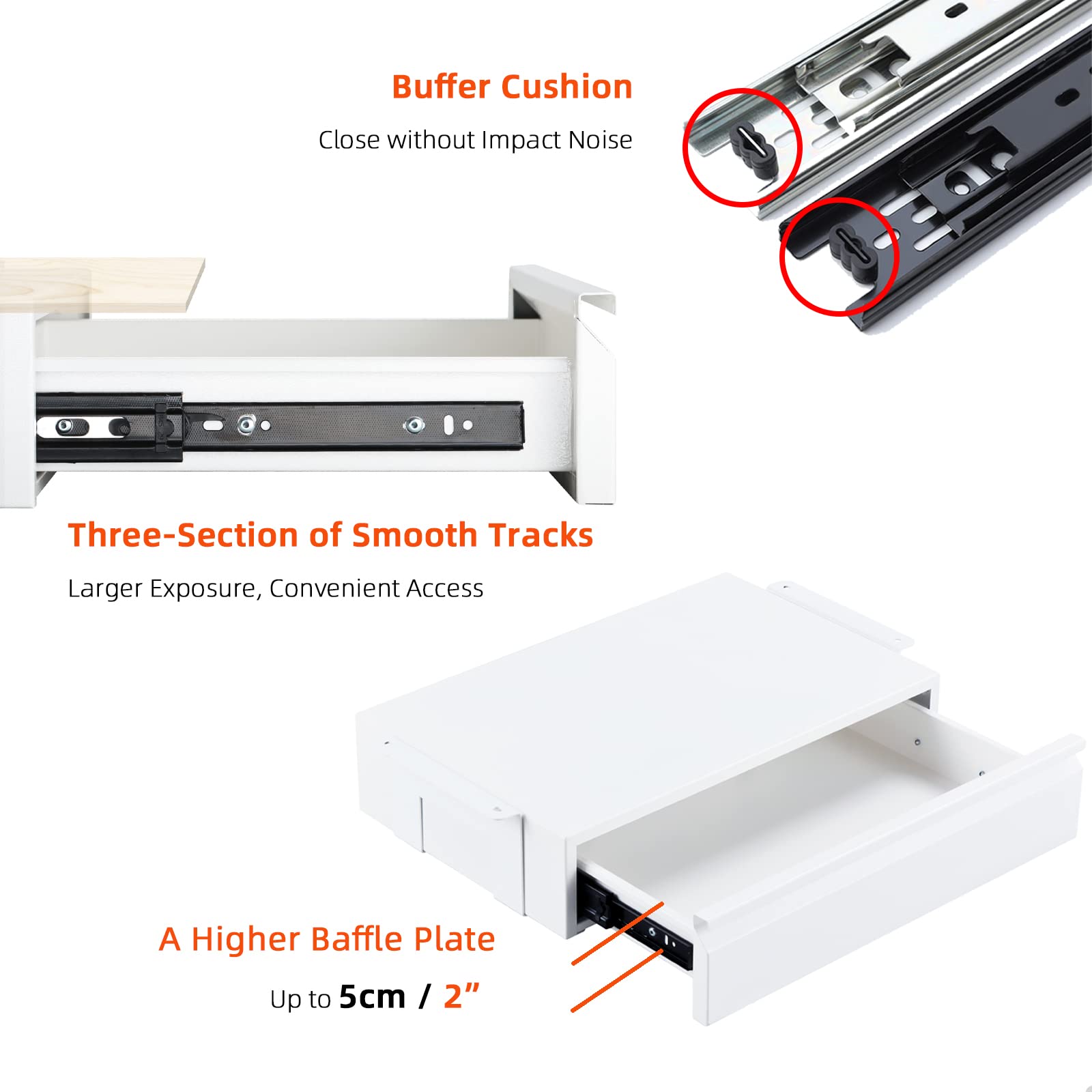 Osteed Under Desk Drawer 18'', Pull-Out Storage Organizer With Large Slide Extension Mounted Under Flat Wooden Table Or Workbenc