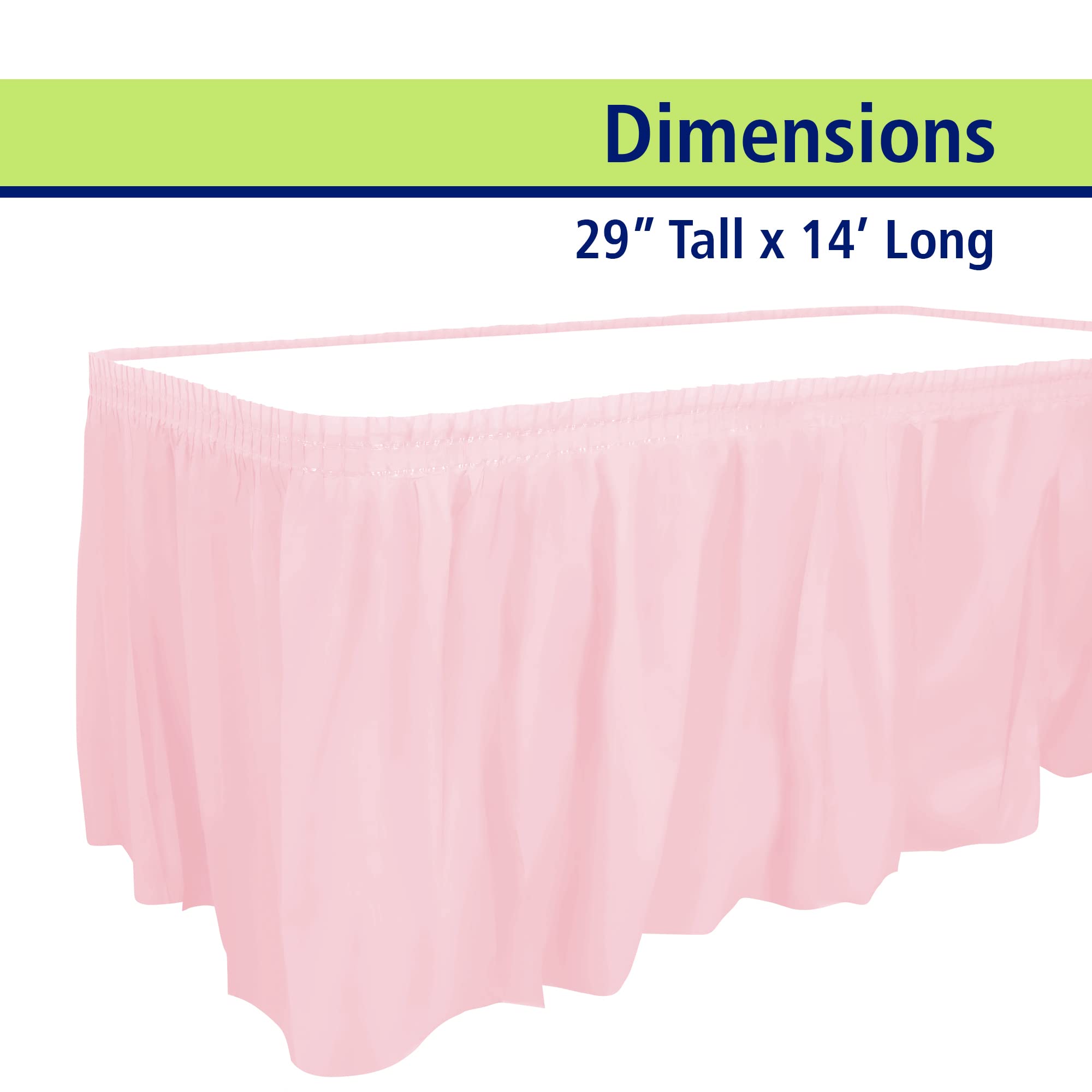 Party Dimensions Plastic Table Skirt, 29-Inches By 14-Feet - Light Pink - 1 Pack