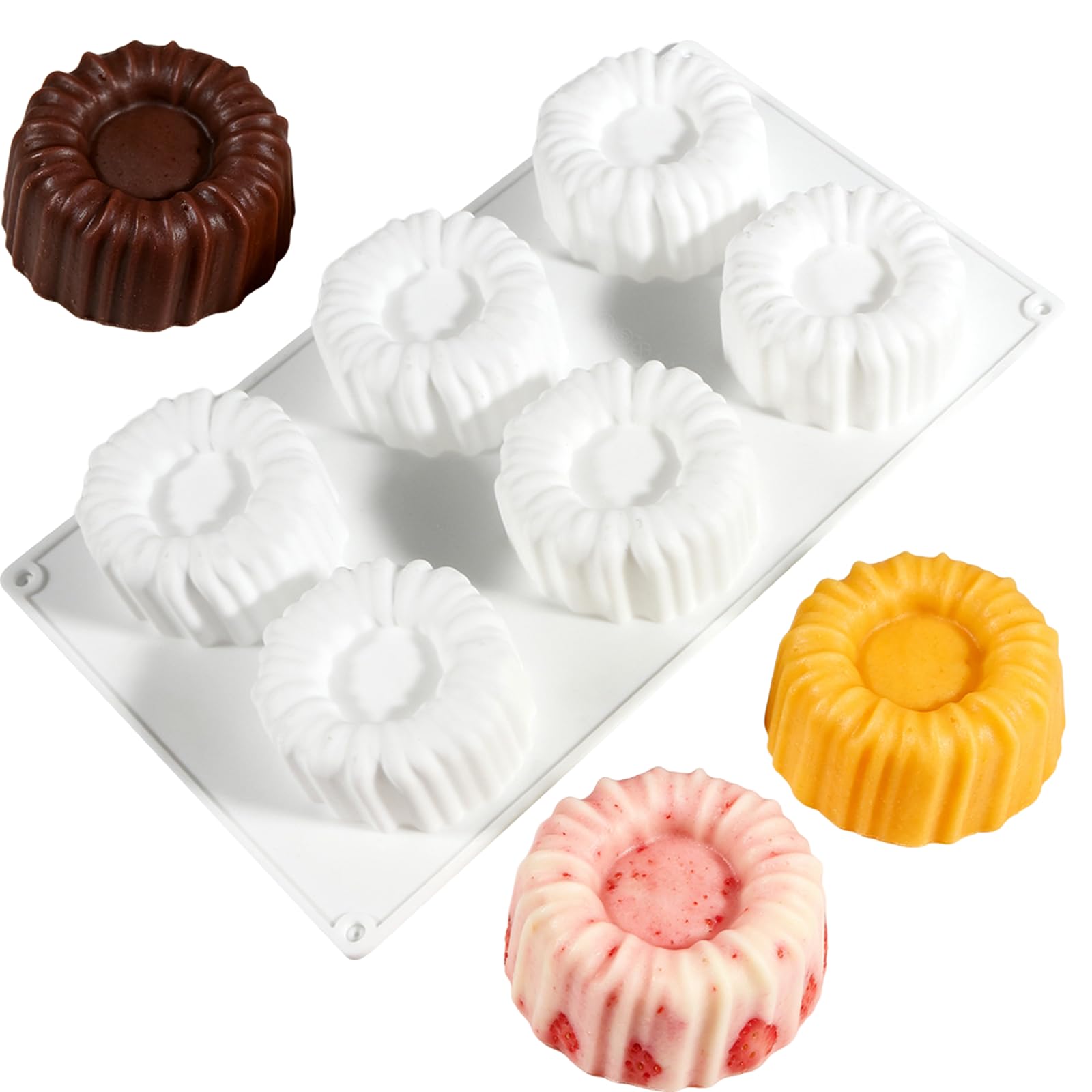 Jiasikaa 6Cavity Cylindrical Silicone Mold, NonStick Baking Mold for Cakes, Mousse, Cake Decoration, Chocolate, and Pastries, 