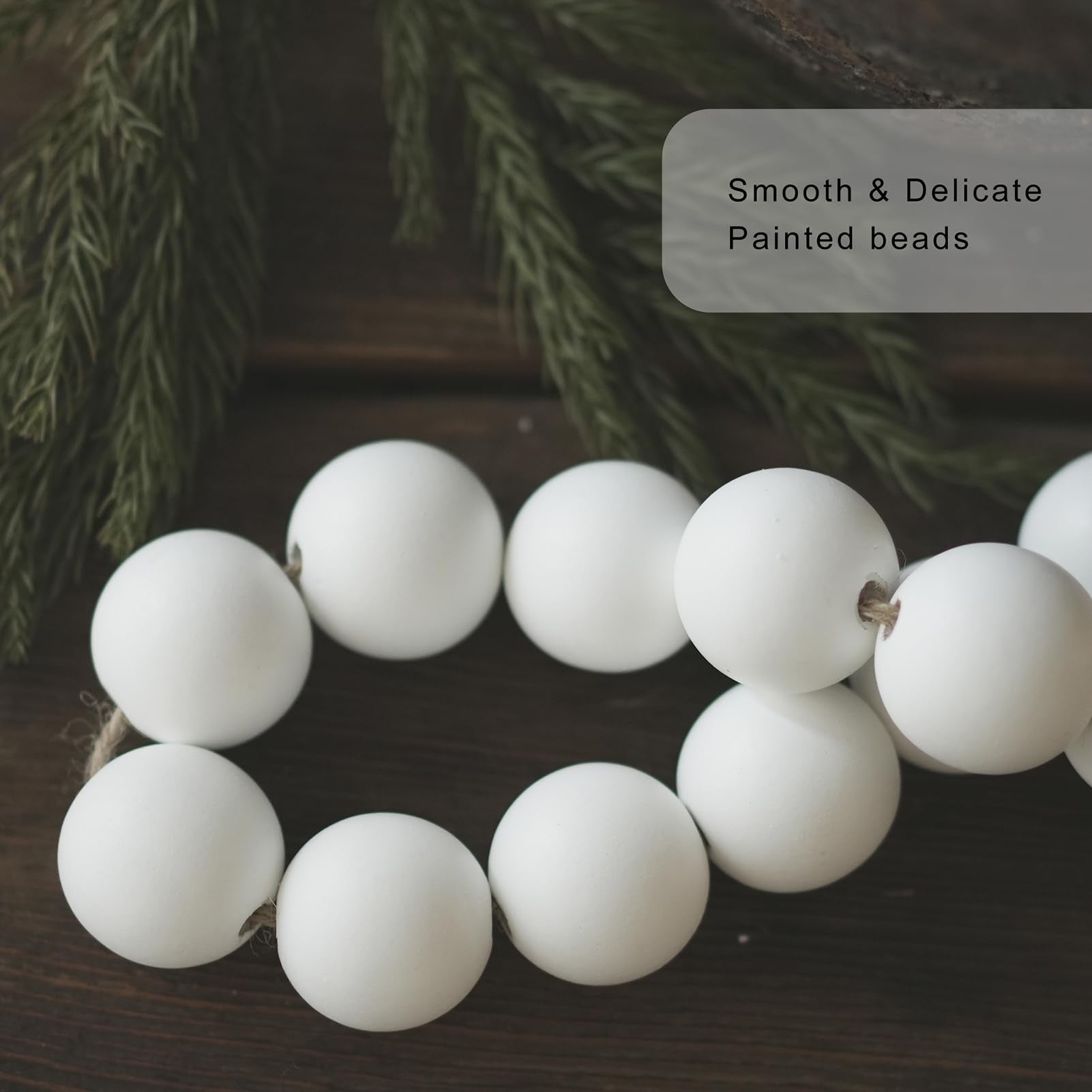 RUIRUICO Extra Large Wood Bead Garland with 1.6 Diameter Wood Beads, Wooden Beads Garland with Tassels, Decorative Beads Home De