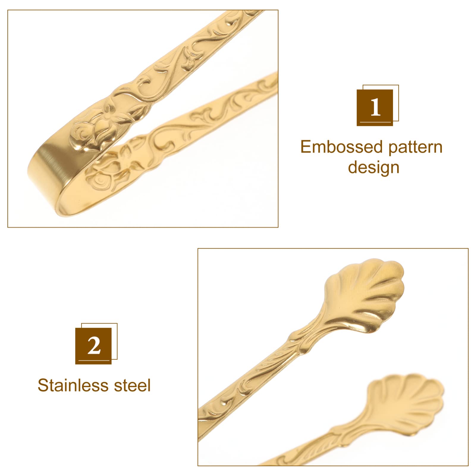 2Pcs Mini Serving Tongs, 3.5Inch Rose Stainless Steel Sugar Cube Tongs, Small Gold Ice Tongs Salad Tongs Mini Appetizer Tongs Fo