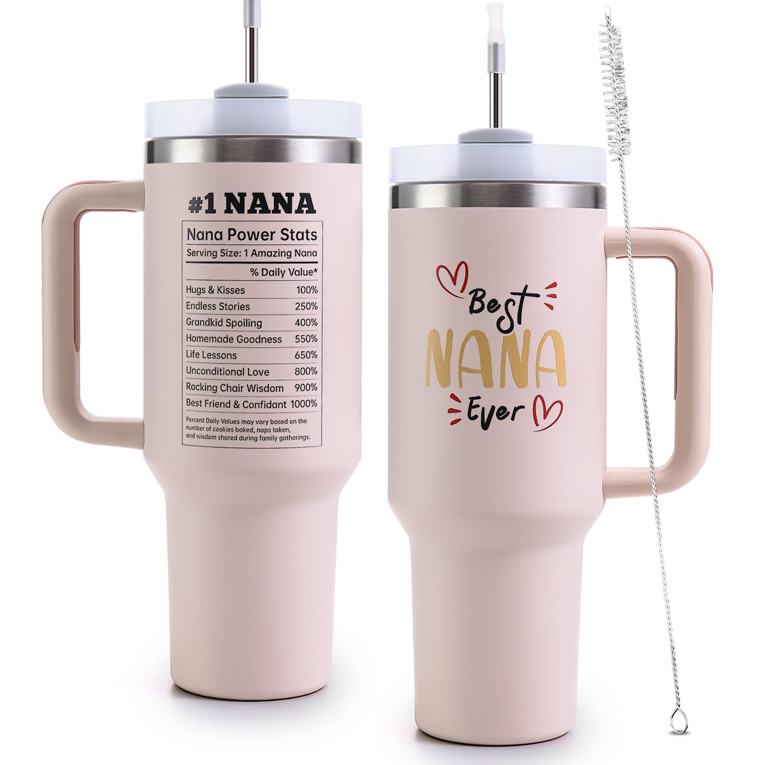 VoziSpace Best Nana Ever Tumbler with Handle 40oz Nana Gifts - Birthday Gifts for Grandma, Grandma Coffee Mug from Grandkids - W