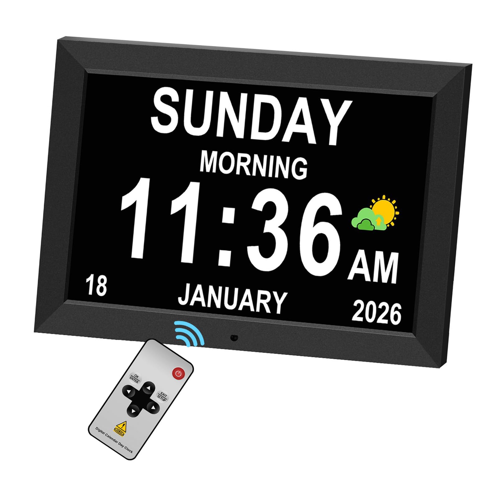 LXBYJKJ 11 Inch Digital Clock with Day and Date for Elderly Alzheimers Clock Customizable Alarms 3 Display Modes Large Font Ala