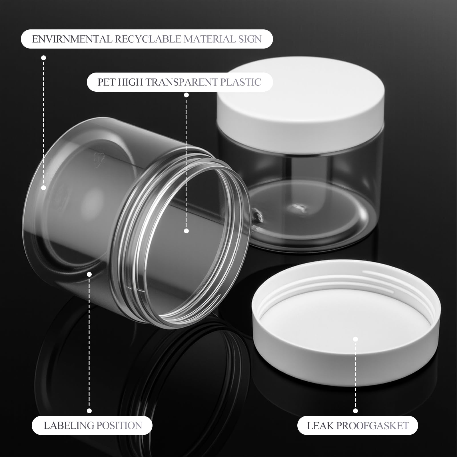 Patelai 16 Pack 6 Oz Empty Slime Container Jars With Lids Round Clear Plastic Jars Wide Mouth Refillable Storage Organizer For S