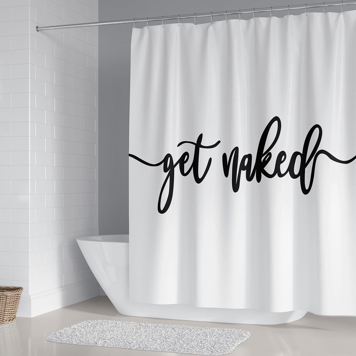 Dds-Dudes Get Naked Shower Curtain Bathroom Set, Funny White Durable Waterproof Polyester Shower Curtain For Bathroom Bath Decor