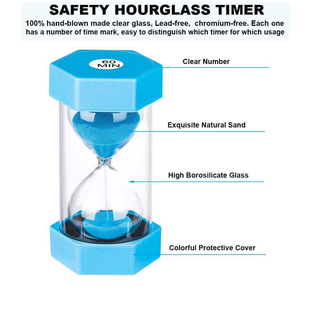 Suliao Sand Timer 1 Minute Hourglass Timer: Colorful Sand Watch 1 Minute, Small Blue Sand Clock One Minute, Plastic Hour Glass S
