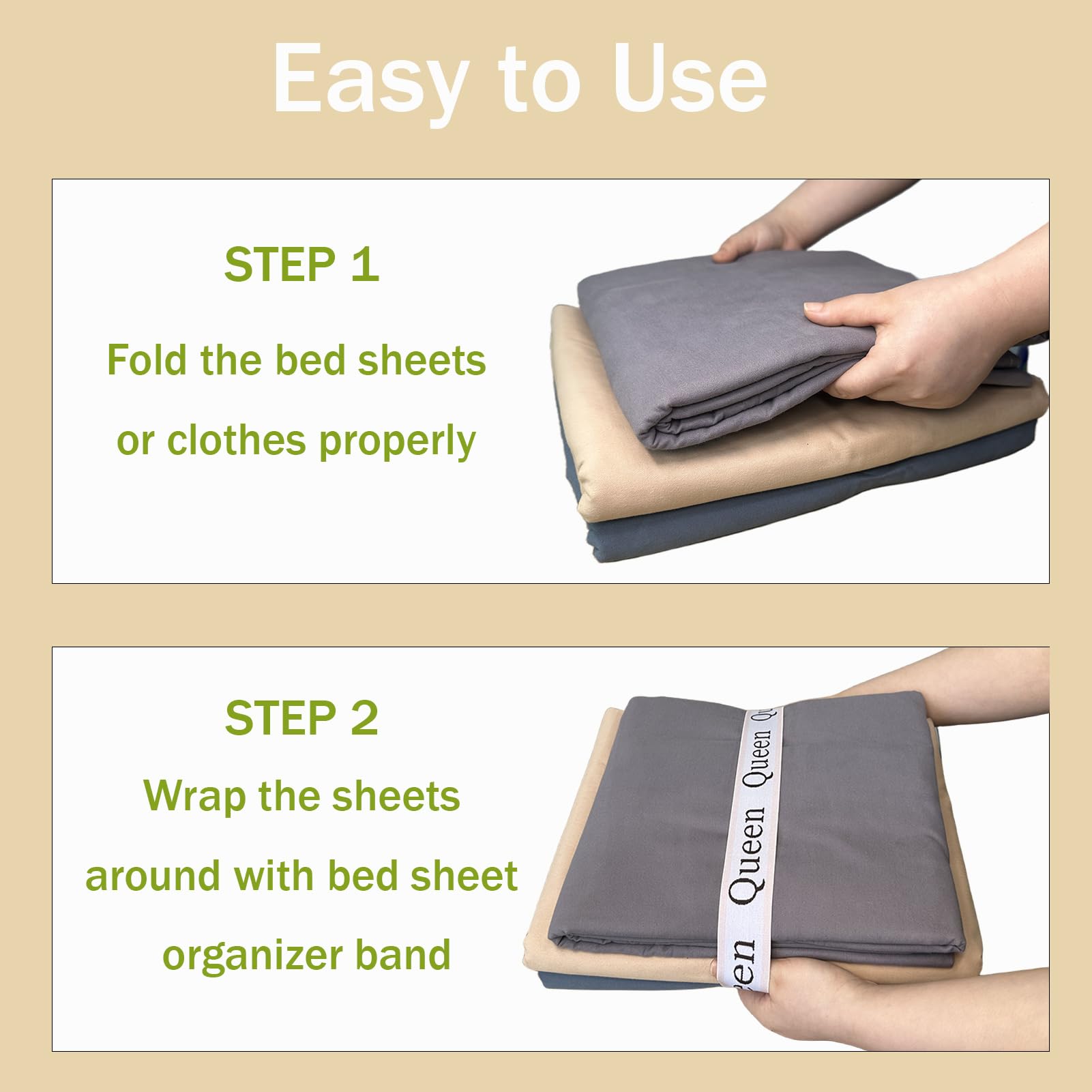 Yermivie 8 Pieces Bed Sheet Organizer Bands, Sheet Organizers And Storage Label Bands, Sheet Label For Bedding, Sheets Organizer