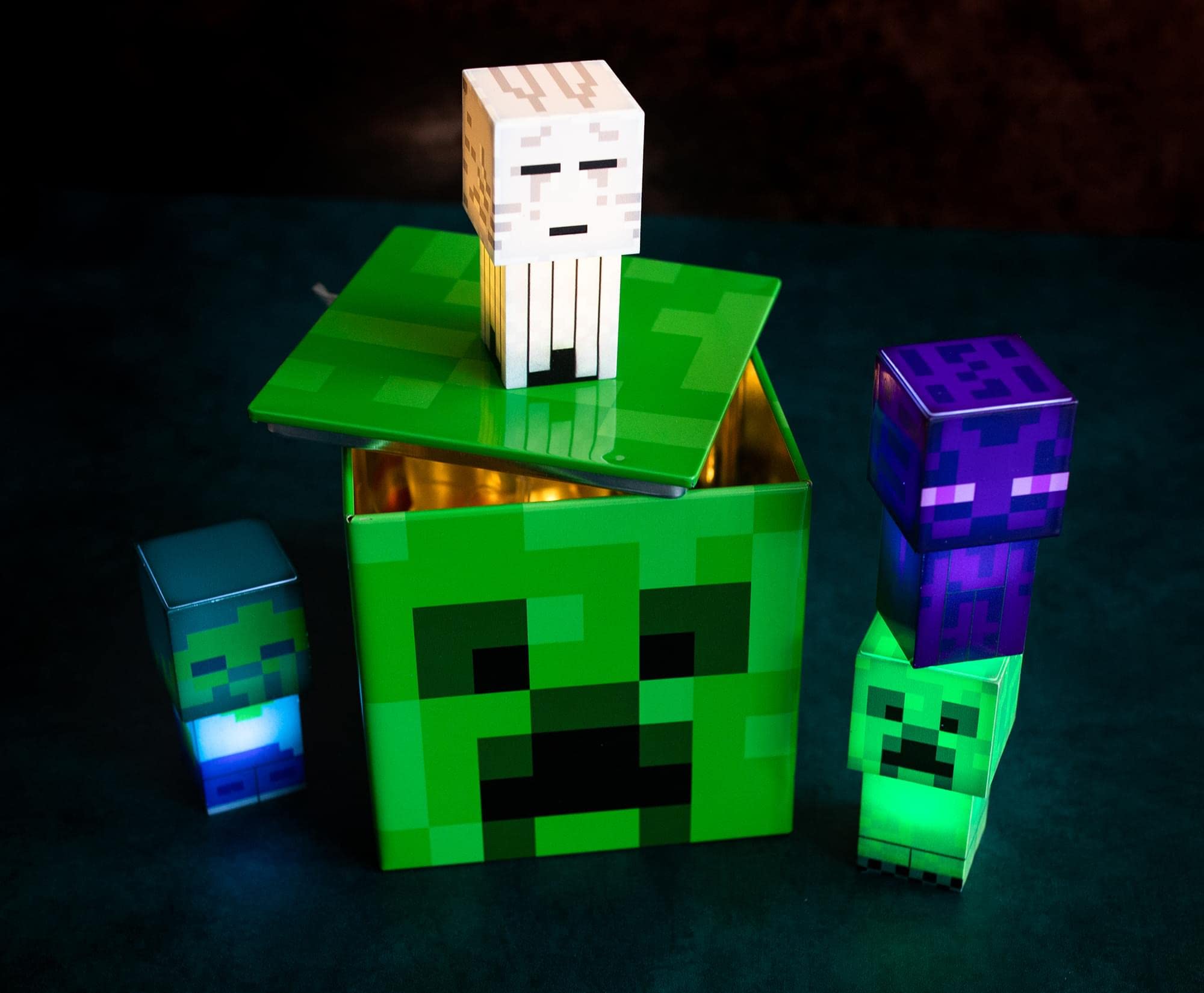 Minecraft Creeper 4-Inch Tin Storage Box Cube Organizer With Lid | Basket Container, Cubby Cube Closet Organizer, Home Decor Pla