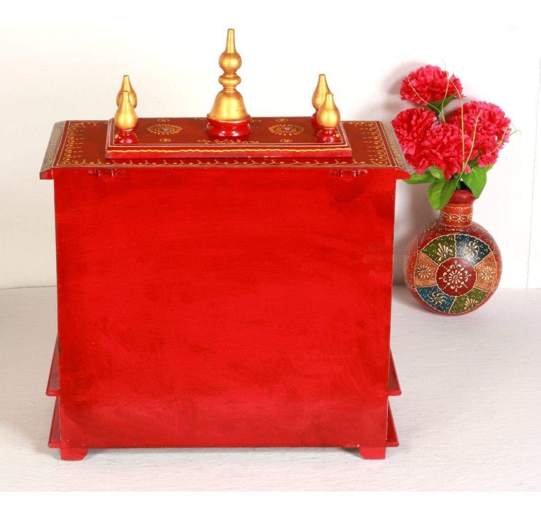 Home and Bazaar Rajasthani Ethnic Handcrafted Wooden Temple/Mandir/Pooja Ghar/Mandapam (Multicolor12)