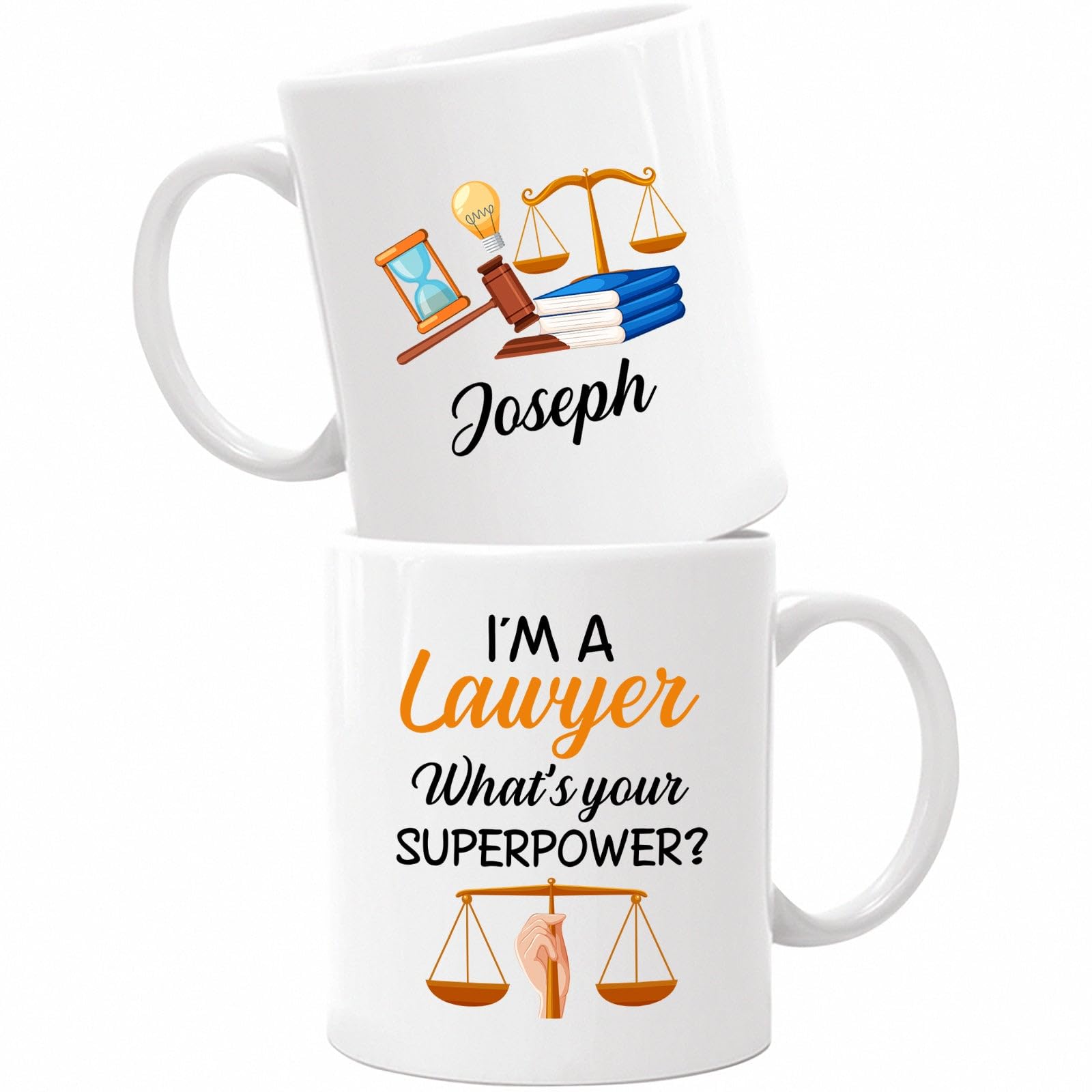 BixDori Customized Lawyer Name Mug, I'm A Lawyer Mug, Solicitor Coffee Cups, Personalized Attorney Ceramic Mug Gifts, Scales Of
