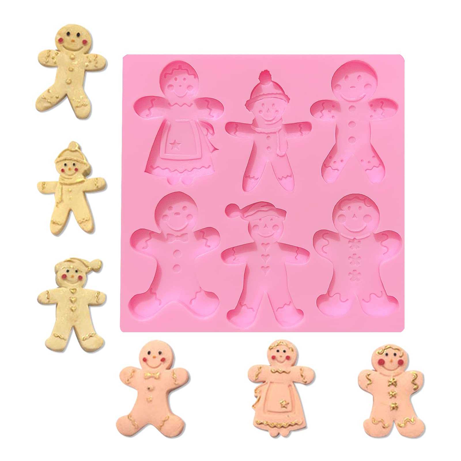 Christmas Gingerbread Man Fondant Mold, Cake Decorating Silicone Mold, Chocolate Candy Kitchen Baking Tool For Christmas Cookies