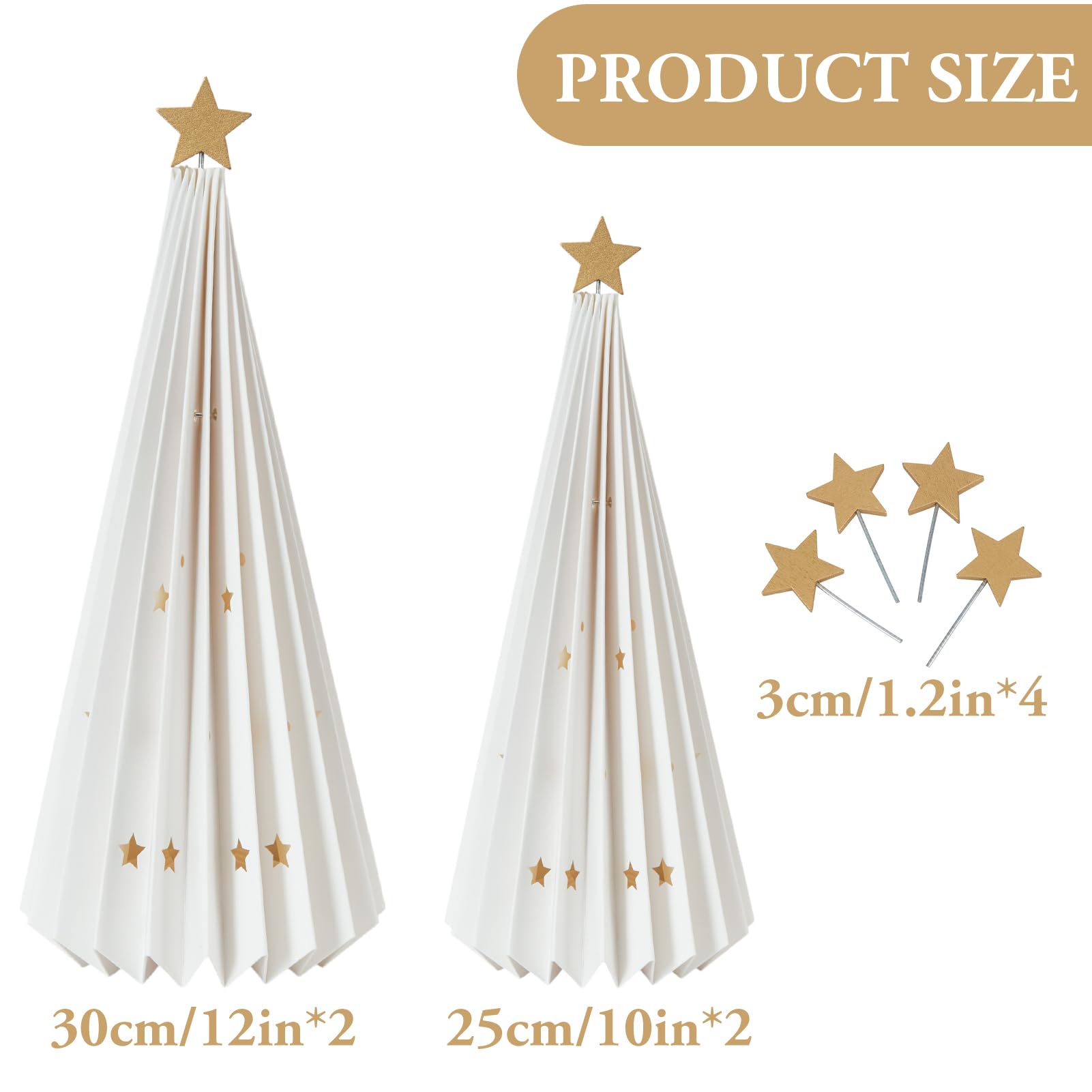OBBOLO 4Pcs Paper Christmas Tree, White Christmas Trees Centerpiece for Holiday XMARS Decoration
