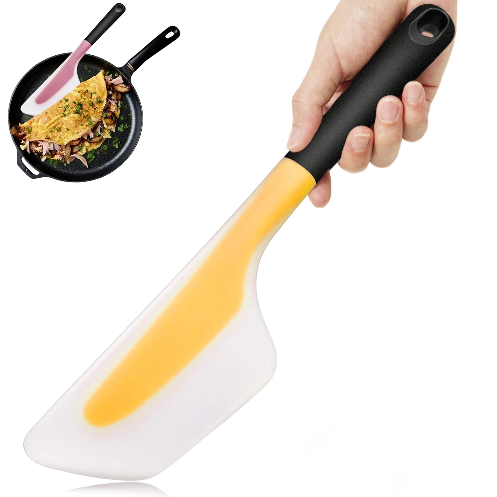 Bigwinyep Silicone Omelette Spatula Turner, 13Inch Flip Fold Omelet Turner