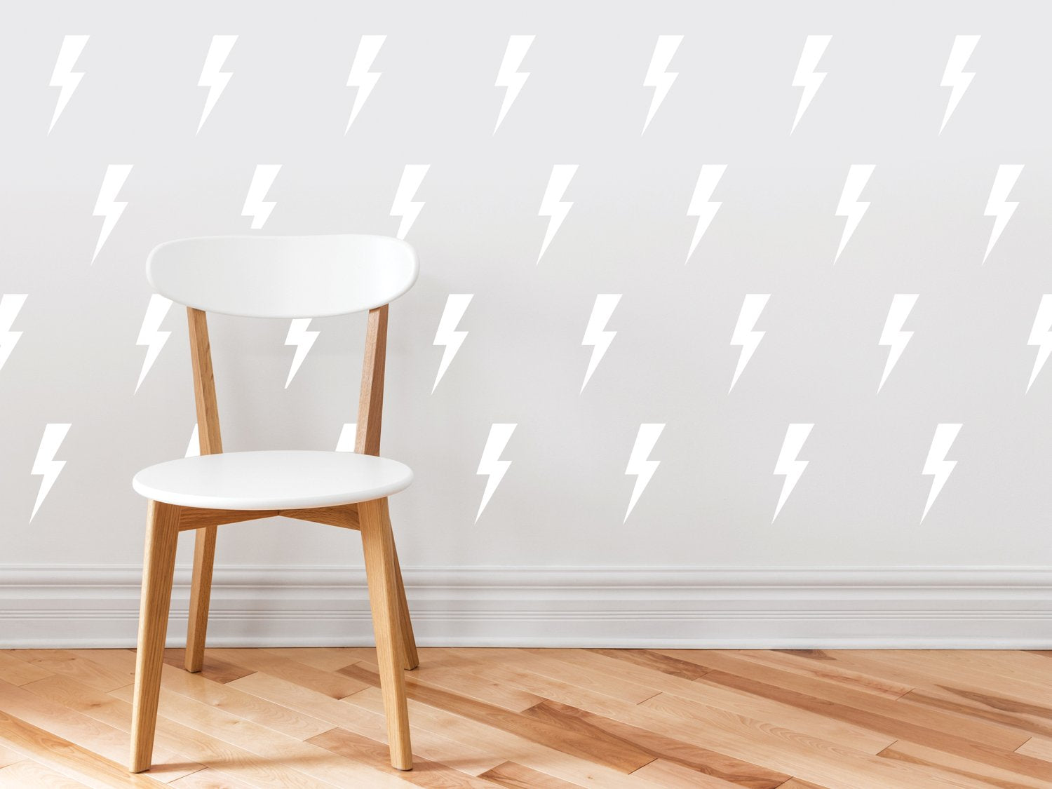Lightning Bolts Fabric Wall Decals - Set Of 50 Thunder Decals - White - Non-Toxic, Reusable, Repositionable