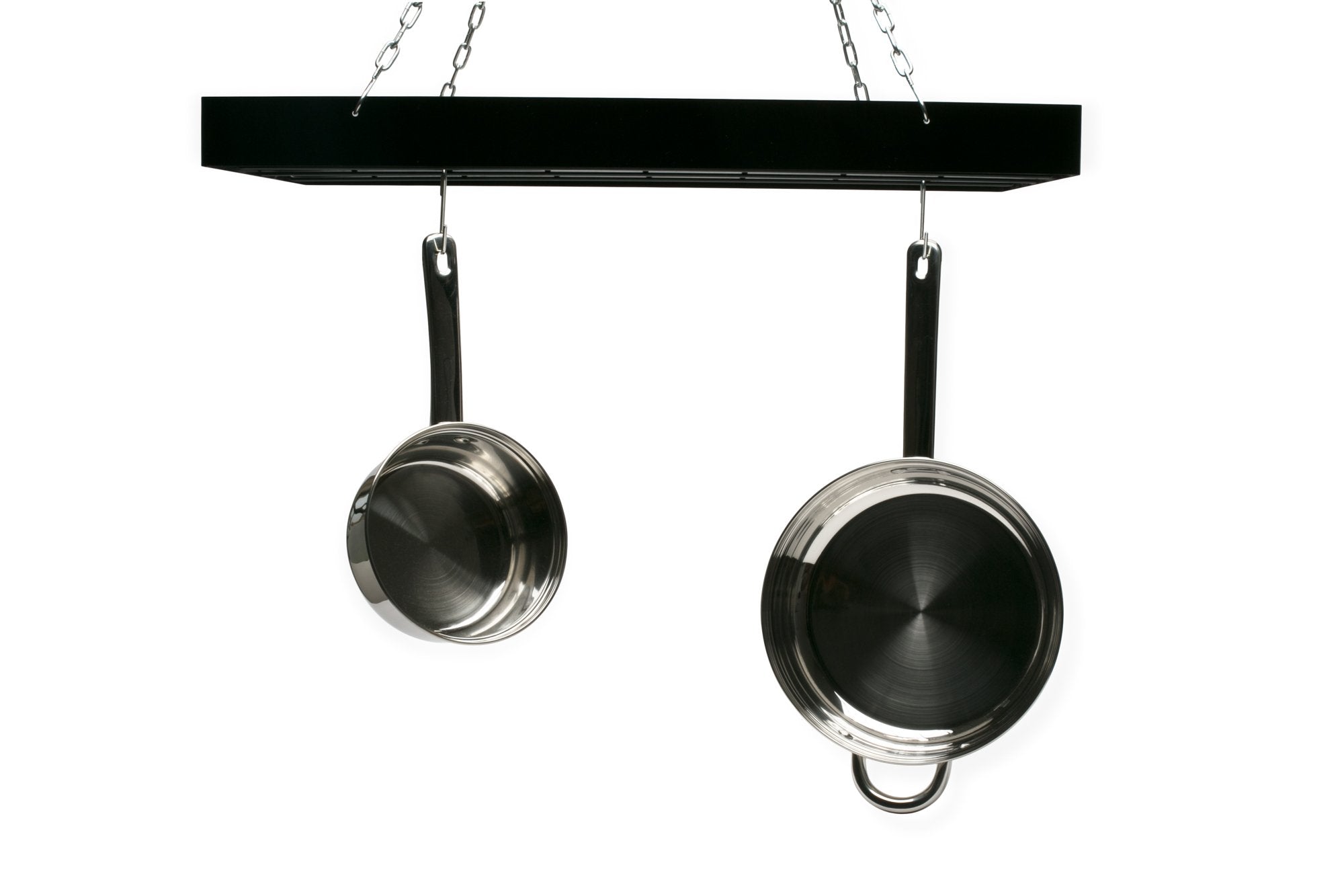 Fox Run Rectangular Hanging Pot Rack With Chains And 6 Hooks, 2 Inch, Black Iron