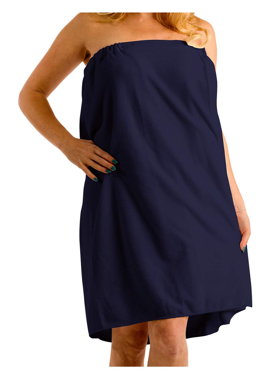 Spa Wrap Towel Cover Up for Women Ladies, Shower, Bath, One Size, Navy