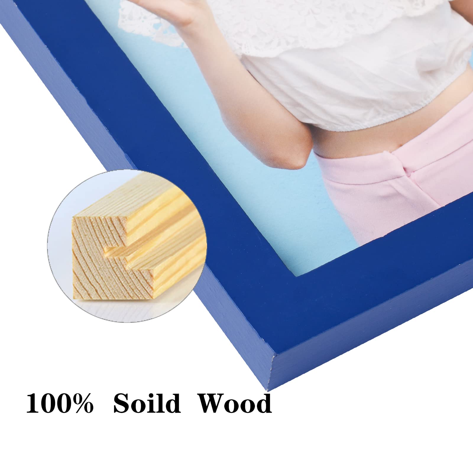 wyooxoo 8x10 Picture Frame Set of 2 Dark blue Made of Solid Wood Photo Frames Display Pictures 5x7 with Mat or 8x10 Without Mat