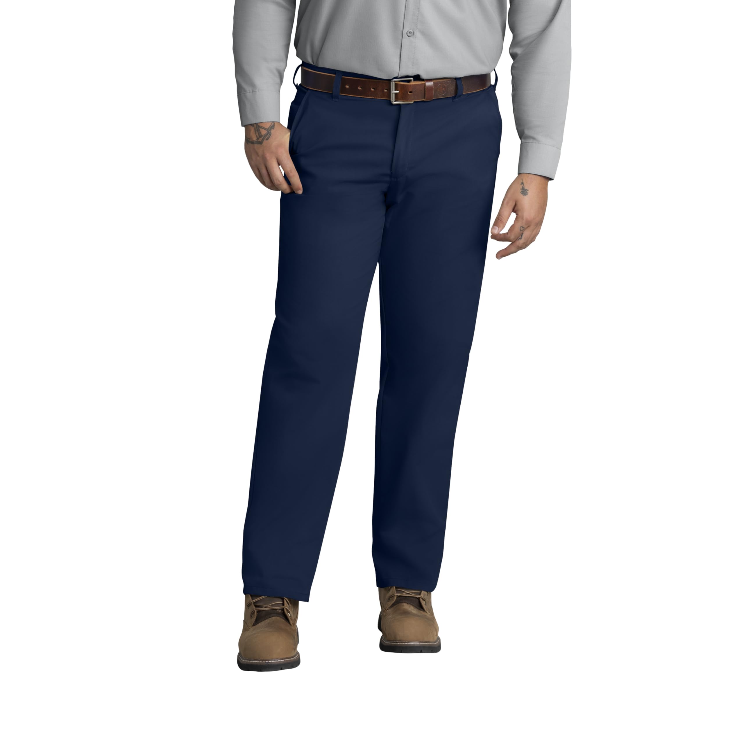 Red Kap Mens Stain Resistant, Flat Front Work Pants, Navy, 52W X 32L