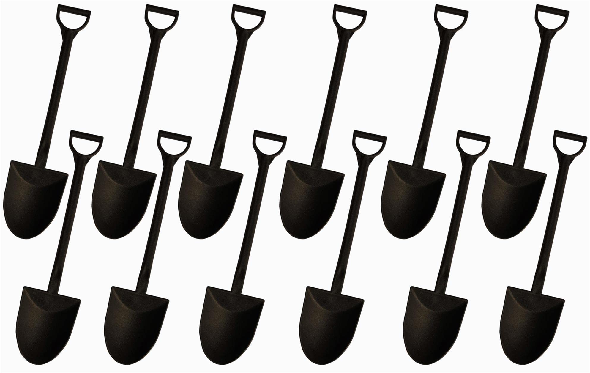 Qwloog Magzipo Mini Shovel Shape Spoons,Disposable Plastic Dessert Spoon,Black(60)