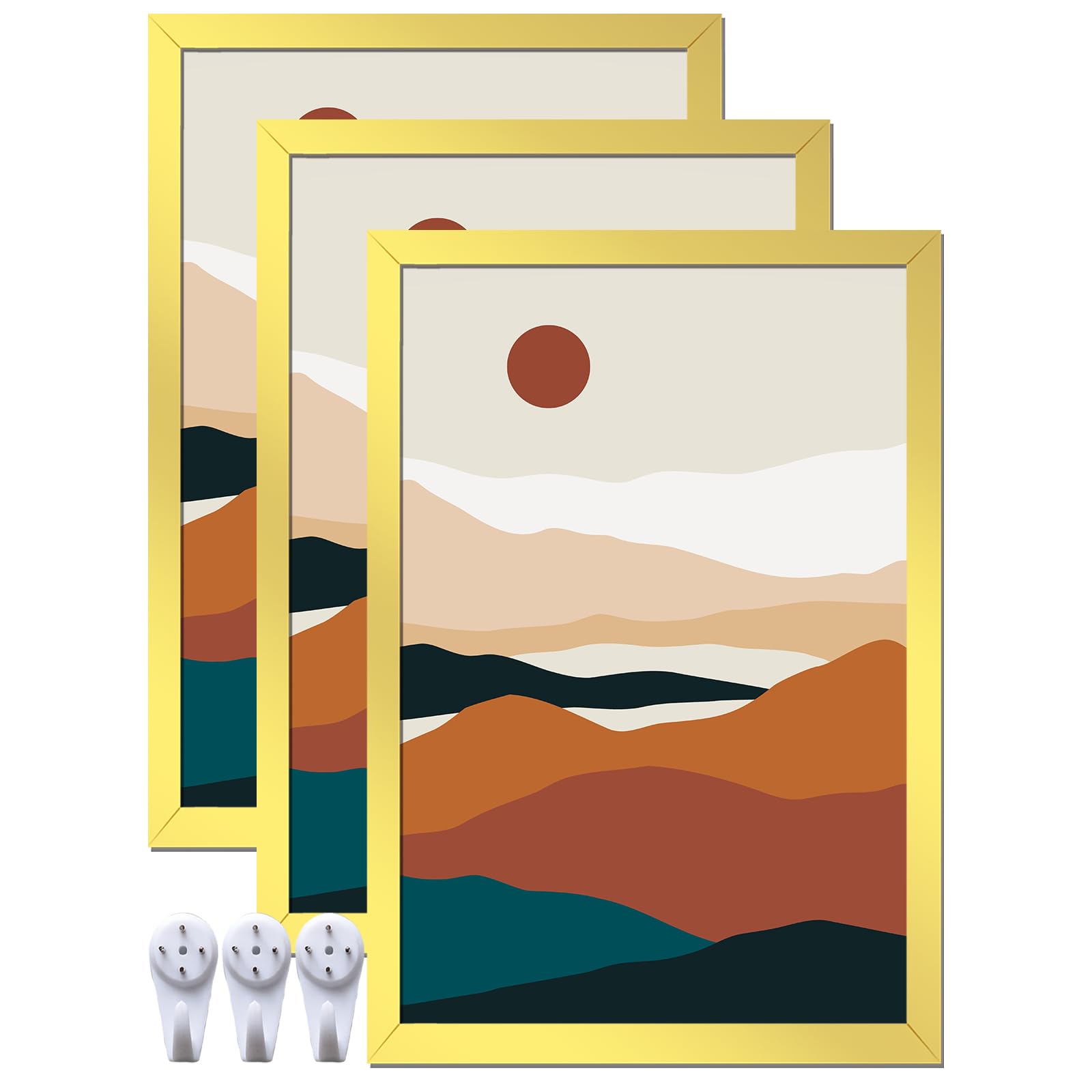 ijuerybai Gold 8x12 Picture Frame Set of 3, High Transparent Frame for 8 By 12 Photo Collage Canvas Poster Size Wall Mount and T