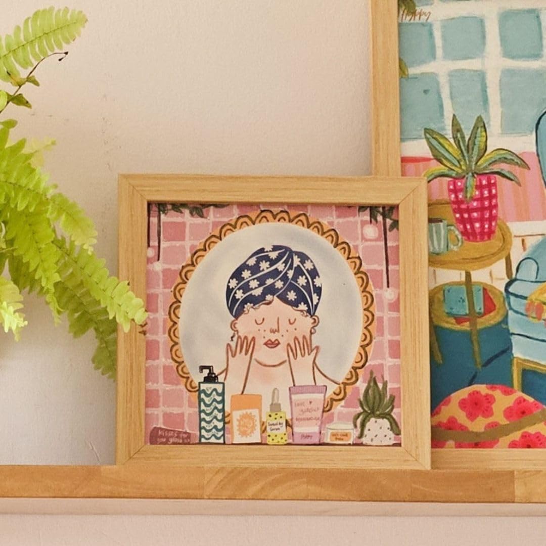 Hyppy The Am-Pm Print | Table/Wall Print | Multicolour | Art Print For Home Decoration | 7 X 7 Inches | Desk Art | Home Decor |