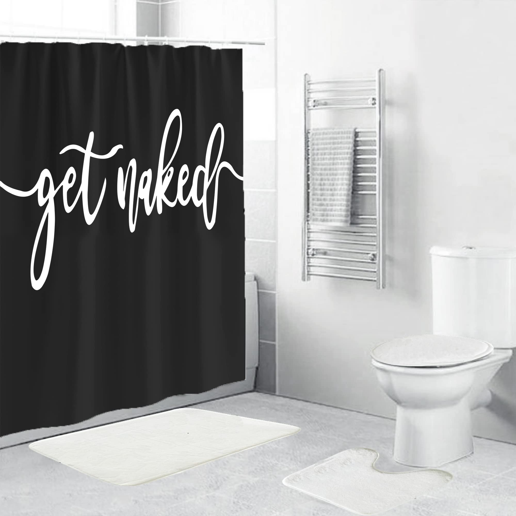 Zengmei 70X70 Inches Shower Curtain Set Funny Quote Durable Waterproof Polyester Shower Curtain Bathroom Bath Decor Cloth Fabric