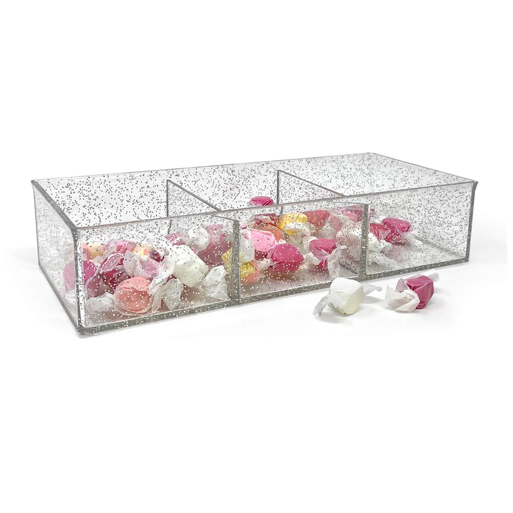 Isaac Jacobs Large 3-Compartment Acrylic Stackable Organizer (12.9'' L X 5'' W X 2.7'' H), Multi-Sectional Tray & Storage Soluti