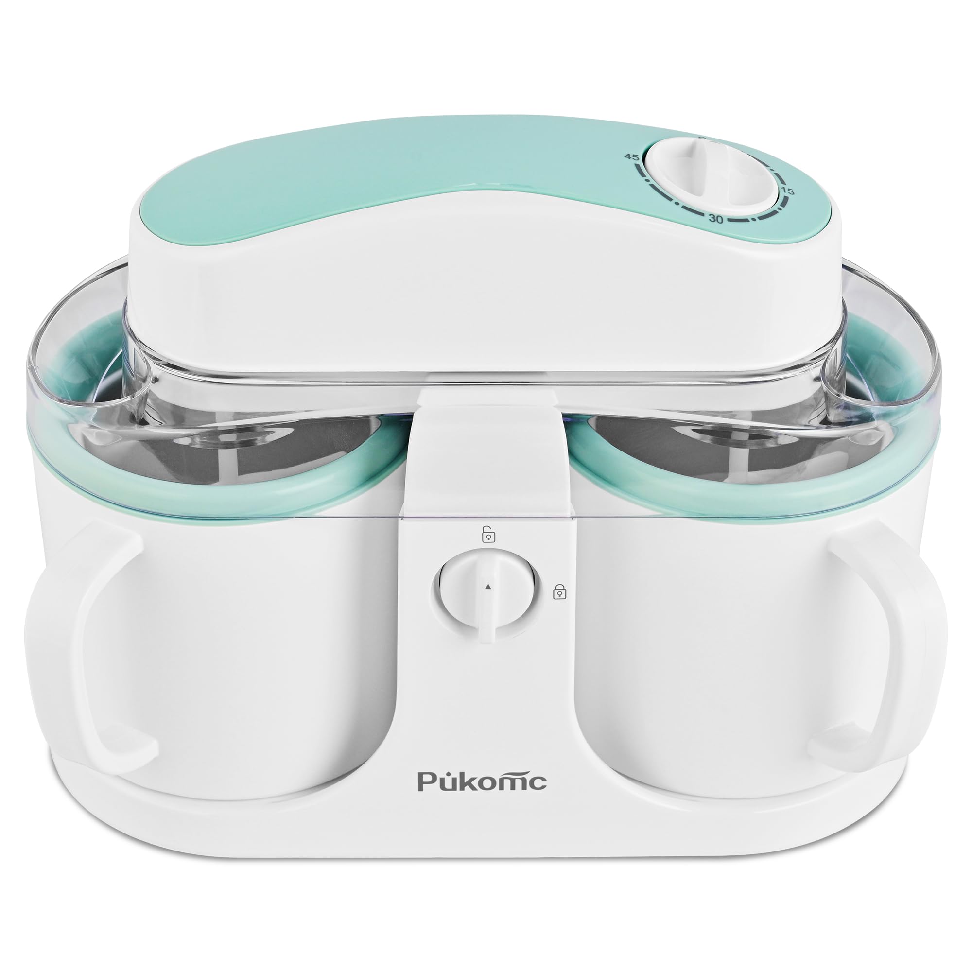 Pukomc Ice Cream Maker Machine for Home Use, with Two Ice Cream Bowls,Simple Operation and Easy to Clean,White