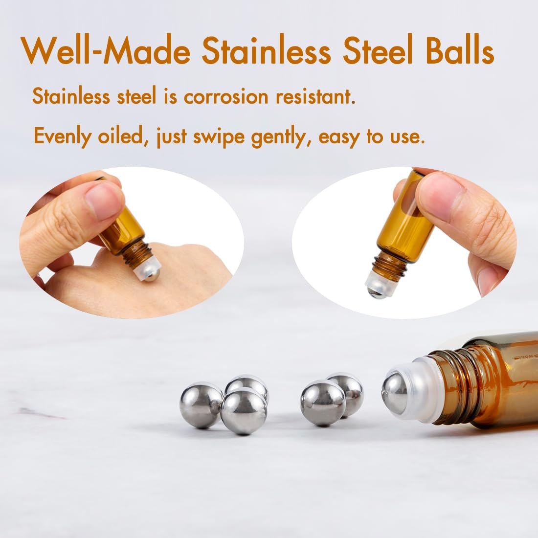 Zejia 3Ml Roller Bottles 24Pack Amber Thick Glass Essential Oil Roller Bottles Stainless Steel Roller Ball With 2 Droppers