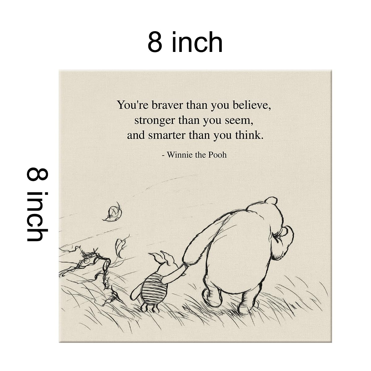 Classic Winnie The Pooh Quote Wall Art Decor Retro Braver Stronger Smarter Positive Sayings Canvas Painting Pictures Framed Prin