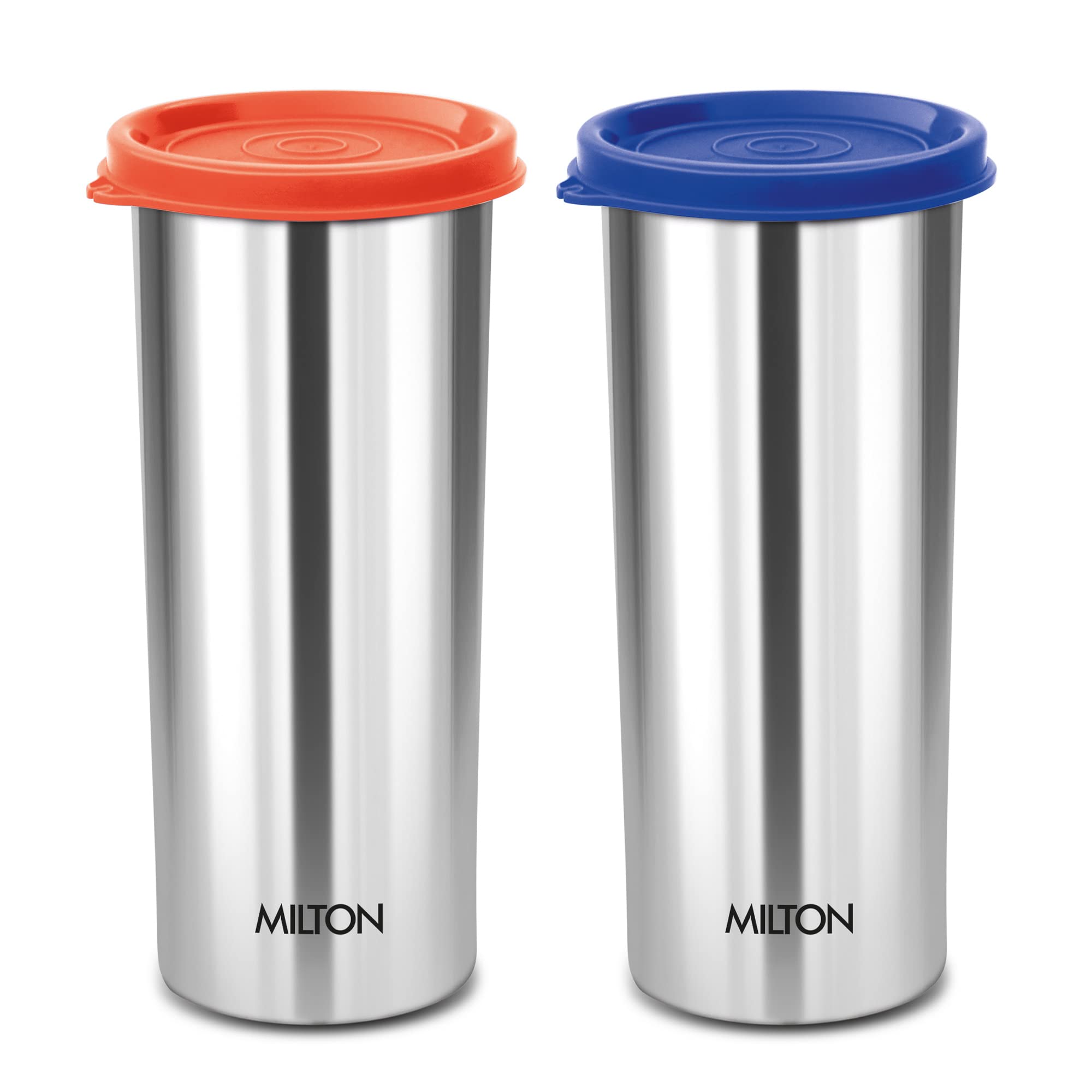 Milton Stainless Steel Tumbler With Lid Set Of 2, 530 Ml Each, Assorted (Lid Color May Vary) | Office | Gym | Yoga | Home | Kitc