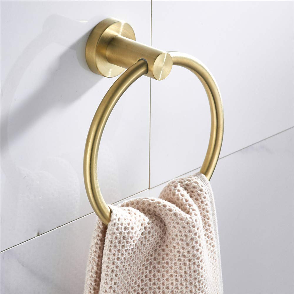 Weiko Gold Toilet Paper Holder Towel Ring, Brushed Gold Bathroom Accessories Hand Towel Holder Wall Mount Bath Hardware Set Tiss