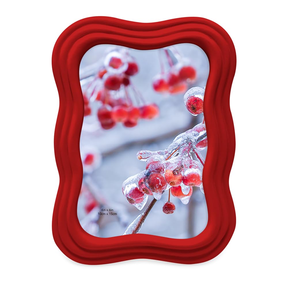 Isaac Jacobs 4x6 Matte Red Curved Deco Frame for Tabletop and Wall Display, Decorative Art, Design, Home D  cor, Gift (4x6, Matt