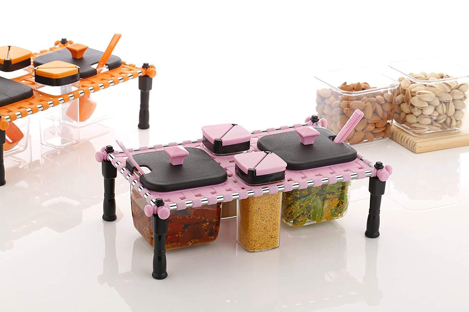 DAAS KITCHENWARE Kitchen New Traditional Looked Rajwadi Khatli StyleSpice Rack Set with Holders |Spice Jar for Kitchen (Conventi