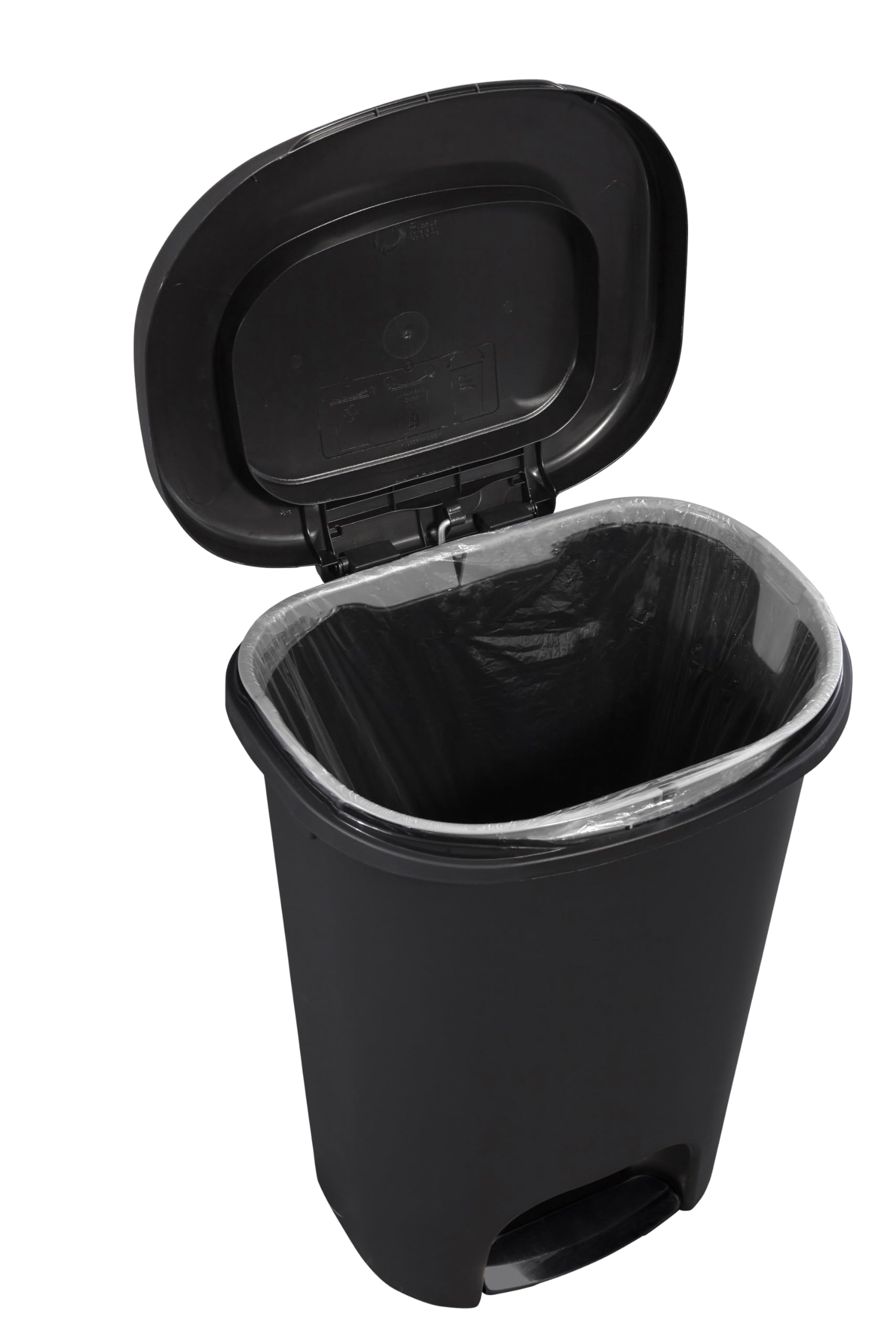 Rubbermaid Classic Step-On Trash Can With Lid, 13-Gallon, Black, Easy Clean Wastebasket For Home/Kitchen/Bedroom/Office