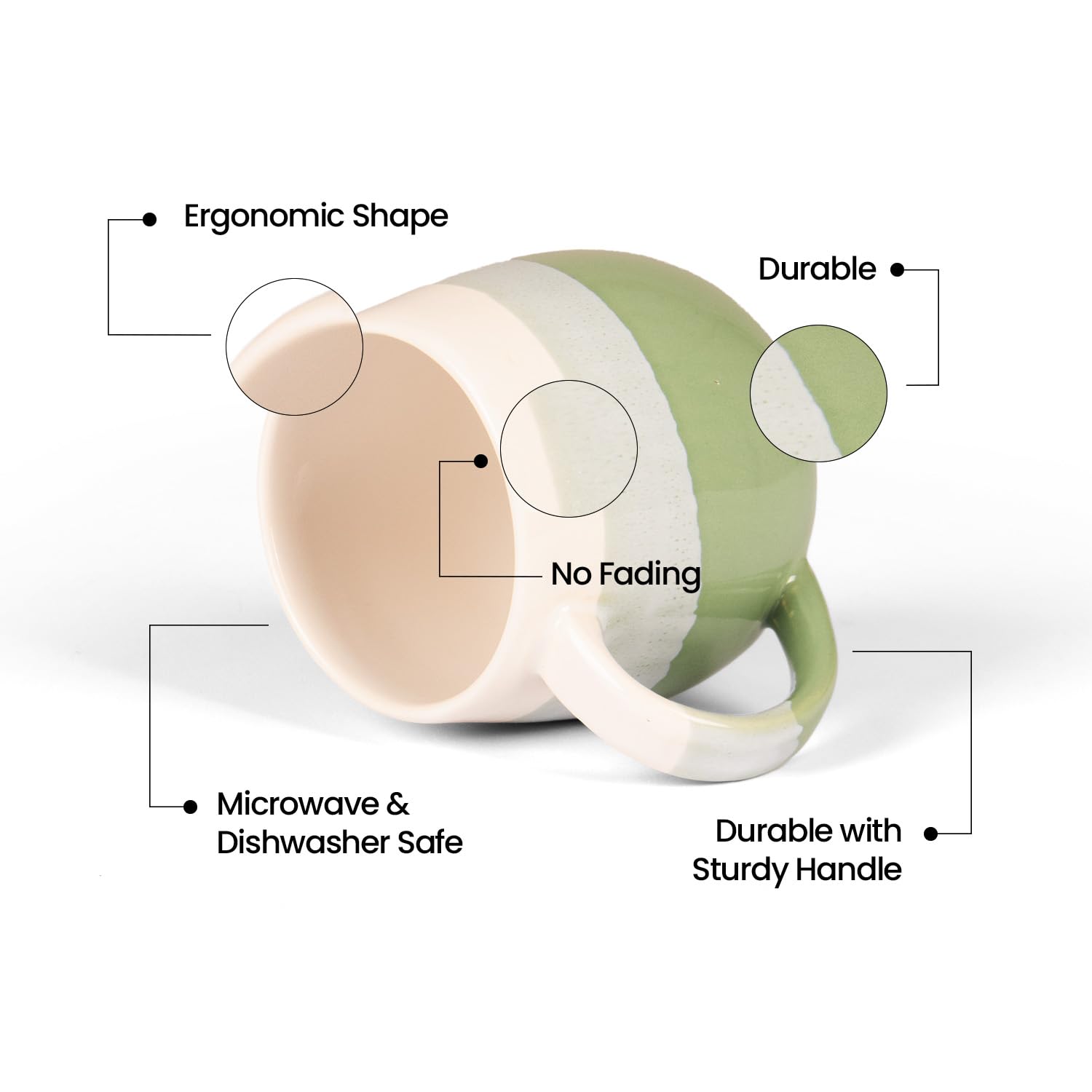 U & U UNIQUE UTILITIES Ceramic Coffee Mug Milk Cup for Home & Office Gift - 450 ML (Olive Green)